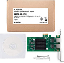Load image into Gallery viewer, 1.25G Gigabit Ethernet Converged Network Adapter (NIC) for Intel 82576 Chip, Dual RJ45 Copper Ports, PCI Express 2.0 X1, Compare to Intel E1G42ET