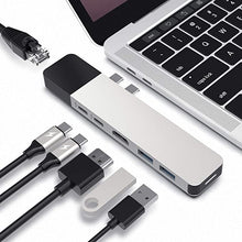 Load image into Gallery viewer, HyperDrive USB C Hub, NET 6-in-2 for MacBook Pro Air, Multi-Port USB-C Dongle, Gigabit Ethernet, 40Gbps 100W, 5Gbps 60W, 4K30Hz HDMI