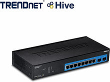 Load image into Gallery viewer, TRENDnet 10-Port Gigabit Web Smart Switch, 20 Gbps Switching Capacity, 8 x RJ-45 Ports, 2 x SFP, Slots, VLAN, QoS, LACP, IPv6 Support, Fanless, Rack Mountable, Lifetime Protection, TEG-082WS Black