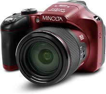 Load image into Gallery viewer, Minolta Pro Shot 20 Mega Pixel HD Digital Camera with 67x Optical Zoom, Full 1080p HD Video & 16GB SD Card (Red)