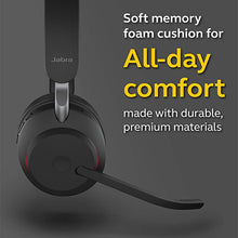 Load image into Gallery viewer, Jabra Evolve2 65 UC Wireless Headset with Link380a, Mono, Black – Wireless Bluetooth Headset for Calls and Music, 37 Hours of Battery Life, Passive Noise Cancelling Headphones