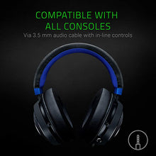 Load image into Gallery viewer, Razer Kraken Gaming Headset: Lightweight Aluminum Frame - Retractable Noise Isolating Microphone - for PC, PS4, PS5, Switch, Xbox One, Xbox Series X & S, Mobile - 3.5 mm Headphone Jack - Black/Blue