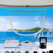 Load image into Gallery viewer, Pyle Hydra Marine Amplifier - Upgraded Elite Series 400 Watt 4 Channel Audio Amplifier - Waterproof, Dual MOSFET Power Supply, GAIN Level Controls, RCA Stereo Input & LED Indicator (PLMRA400)