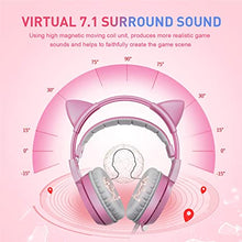 Load image into Gallery viewer, SOMIC G951pink Gaming Headset for PC, PS4, Laptop: 7.1 Virtual Surround Sound Detachable Cat Ear Headphones LED, USB, Lightweight Self-Adjusting Over Ear Headphones for Girlfriend Women