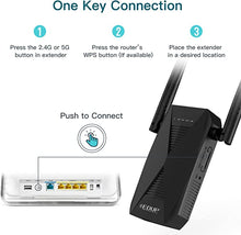 Load image into Gallery viewer, 1200Mbps WiFi Range Extender Dual Band AC Wireless Repeater Booster and Signal Amplifier With Ethernet Port for Home, 2 x 6 dBi Antennas, Access Point, WPS
