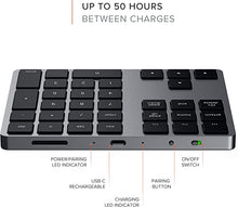 Load image into Gallery viewer, Satechi Bluetooth Extended Numeric Keypad – Slim Rechargeable 34-Key Numberpad – Compatible with 2020 MacBook Air, 2020 iPad Pro, 2020/2019 MacBook Pro, iMac/iMac Pro (Space Gray)