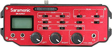 Load image into Gallery viewer, Saramonic SR-AX107 2 Channel Transformer XLR Audio Adapter with Phantom Power & Monitor (Red/Black), AX-107