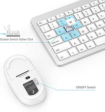 Load image into Gallery viewer, Wireless Keyboard and Mouse Combo - Full Size Slim Thin Wireless Keyboard Mouse with Numeric Keypad with On/Off Switch on Both Keyboard and Mouse - White & Silver
