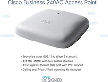 Load image into Gallery viewer, Cisco Business 240AC Wi-Fi Access Point, 802.11ac, 4x4, 2 GbE Ports, Ceiling Mount, Limited Lifetime Protection (CBW240AC-B)