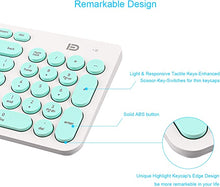 Load image into Gallery viewer, Wireless Keyboard and Mouse Combo, FD iK6630 2.4GHz Cordless Cute Round Key Set Smart Power-Saving Quiet Slim Combo for Laptop, Computer,TV and Mac (Mint Green & White)