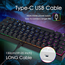 Load image into Gallery viewer, RK ROYAL KLUDGE RK61 Wired 60% Mechanical Gaming Keyboard RGB Backlit Ultra-Compact Hot-Swappable Blue Switch Black