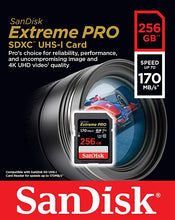 Load image into Gallery viewer, SanDisk 256GB Extreme PRO SDXC UHS-I Card - C10, U3, V30, 4K UHD, SD Card - SDSDXXY-256G-GN4IN