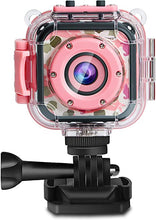 Load image into Gallery viewer, PROGRACE Children Kids Camera Waterproof Digital Video Camera HD Underwater Camera for Kids 1080P Camcorder DV Toddler Camera for Girls Birthday Learn Camera Toy 1.77'' LCD Screen (Pink)
