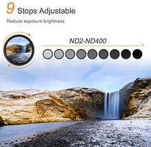 Load image into Gallery viewer, K&F Concept 72mm Variable ND Lens Filter ND2-ND400 (1-9 Stops) 18 Multi-Layer Coatings Adjustable Neutral Density Ultra Slim Lens Filter for Camera Lens