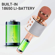 Load image into Gallery viewer, JMFinger Karaoke Microphone for Kids and Adults, Wireless Portable Handheld Bluetooth Microphone with LED Lights - Best Gifts (Rose Gold)