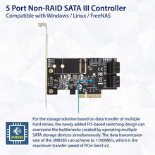 Load image into Gallery viewer, IO CREST Internal 5 Port Non-Raid SATA III 6GB/S Pci-E X4 Controller Card for Desktop PC Support SSD and HDD with Low Profile Bracket. JMB585 Chipset SI-PEX40139