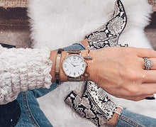 Load image into Gallery viewer, WRISTOLOGY Stella Womens Watch Roman Numerals Gold Boyfriend Ladies Metal Mesh Strap Band
