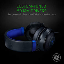 Load image into Gallery viewer, Razer Kraken Gaming Headset: Lightweight Aluminum Frame - Retractable Noise Isolating Microphone - for PC, PS4, PS5, Switch, Xbox One, Xbox Series X & S, Mobile - 3.5 mm Headphone Jack - Black/Blue