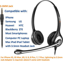 Load image into Gallery viewer, Wantek Cell Phone Headset with Microphone Noise Cancelling, Wired 3.5mm Computer Headphone for iPhone Samsung Android PC Laptop Tablet Skype Call Center Home Office, Ultra Comfort(F602J35)