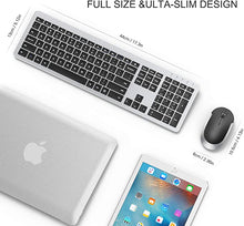 Load image into Gallery viewer, Wireless Keyboard and Mouse Combo - seenda Full Size Slim Thin Wireless Keyboard Mouse with On/Off Switch on Both Keyboard and Mouse - (Black and Silver)