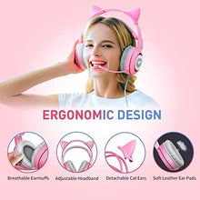 Load image into Gallery viewer, SOMIC G951pink Gaming Headset for PC, PS4, Laptop: 7.1 Virtual Surround Sound Detachable Cat Ear Headphones LED, USB, Lightweight Self-Adjusting Over Ear Headphones for Girlfriend Women