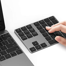 Load image into Gallery viewer, Bluetooth Number Pad, Lekvey Aluminum Rechargeable Wireless Numeric Keypad Slim 34-Keys External Numpad Keyboard Data Entry Compatible for Macbook, MacBook Air/Pro, iMac Windows Laptop Surface Pro etc