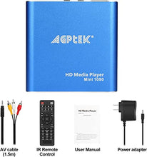 Load image into Gallery viewer, HDMI Media Player, Blue Mini 1080p Full-HD Ultra HDMI MP4 Player for -MKV / RM/ MP4 / AVI etc- HDD USB Flash Drive/HDD and SD Card