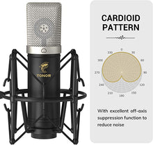 Load image into Gallery viewer, Condenser Microphone 192kHz/24Bit, TONOR USB Cardioid Computer Mic Kit with Upgraded Boom Arm/Spider Shock Mount for Recording, Streaming, Gaming, Podcasting, Voice Over, YouTube, TC-2030