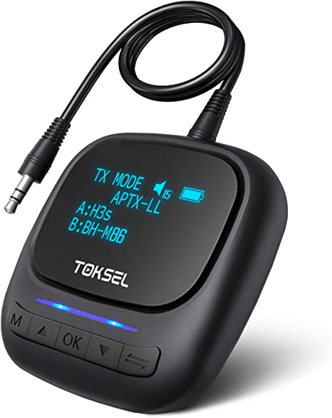 TOKSEL Visible Bluetooth 5.0 Transmitter Receiver for TV PC, 2-in