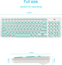 Load image into Gallery viewer, Wireless Keyboard and Mouse Combo, FD iK6630 2.4GHz Cordless Cute Round Key Set Smart Power-Saving Quiet Slim Combo for Laptop, Computer,TV and Mac (Mint Green & White)