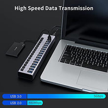 Load image into Gallery viewer, ACASIS Powered USB Hub 16 Ports USB 3.0 Data Hub with Individual On/Off Switches and 12V7.5A 90W Power Adapter USB Hub 3.0 Splitter for Laptop, PC, Computer, Mobile HDD, Flash Drive and More