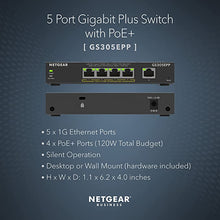 Load image into Gallery viewer, NETGEAR 5 Port PoE Gigabit Ethernet Plus Switch (GS305EPP) - with 4 x PoE+ @ 120W, Desktop or Wall Mount