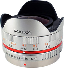 Load image into Gallery viewer, Rokinon FE75MFT-S 7.5mm F3.5 UMC Fisheye Lens for Micro Four Thirds (Olympus PEN and Panasonic),Silver