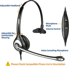 Load image into Gallery viewer, Wantek Corded Telephone Headset Mono w/Noise Canceling Mic + Quick Disconnect Compatible with ShoreTel Polycom Zultys NEC Aspire Dterm Nortel Norstar Meridian Siemens ROLM Landline Deskphones(600QS2)