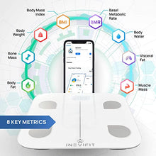 Load image into Gallery viewer, INEVIFIT Smart Body Fat Scale, Highly Accurate Bluetooth Digital Bathroom Body Composition Analyzer, Measures Weight, Body Fat, Water, Muscle, Visceral Fat & Bone Mass for Unlimited Users (White)
