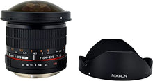 Load image into Gallery viewer, Rokinon HD8M-N 8mm f/3.5 HD Fisheye Lens with Auto Aperture Chip and Removable Hood for Nikon DSLR 8-8mm, Fixed-Non-Zoom Lens