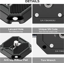 Load image into Gallery viewer, VIJIM FALCAM F38 Quick Release Plate,38mm Universal Camera Mounting Adapter w 1/4in-3/8in Screw Thread,Aluminum Quick Release System QR Plate,Fits for Sony Canon Tripod Monopod DSLR Stabilizer Slider