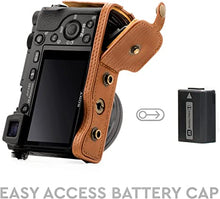 Load image into Gallery viewer, MegaGear "Ever Ready" Leather Camera Case û Easy to Install, Tripod and Peripheral Friendly Accessory û Compatible with Sony Alpha A6000, A6300 (Light Brown)