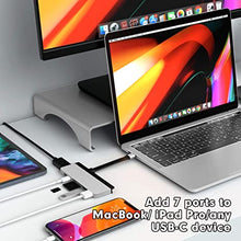 Load image into Gallery viewer, HyperDrive USB C Hub, Sanho Duo 7-in-2 USB-C Adapter for MacBook Pro Air with Magnetic Grip Thunderbolt 3 USB-C 40Gbps 100W PD USB-A 3.1 4K60Hz HDMI SD MicroSD, Silver