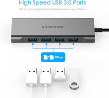 Load image into Gallery viewer, LENTION USB-C Multi-Port Hub with 4K HDMI Output, 4 USB 3.0, Type C Charging Compatible 2021-2016 MacBook Pro, New Mac Air & Surface, Chromebook, More, Stable Driver Adapter (CB-C35, Space Gray)