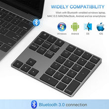 Load image into Gallery viewer, Bluetooth Number Pad, Lekvey Aluminum Rechargeable Wireless Numeric Keypad Slim 34-Keys External Numpad Keyboard Data Entry Compatible for Macbook, MacBook Air/Pro, iMac Windows Laptop Surface Pro etc
