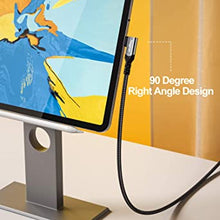 Load image into Gallery viewer, USB C to USB C 3.1 Gen 2 Cable 6ft 90-Degree Fasgear Type C 100W Cord 4K@60Hz Video Output 5A Power Delivery Charging Wire Compatible for MacBook,iPad Pro,Pixelbook,Oculus Link,T5 LaCie SSD (Black)