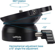 Load image into Gallery viewer, Tripod Leveling Base Half Ball Quick Tilted up and Down 15 Degrees in Any Direction for Canon Nikon and Other DSLR Cameras Tripods Monopods with Offset Bubble Level