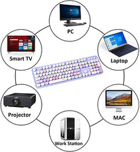 Load image into Gallery viewer, UBOTIE Colorful Computer Wireless Keyboard Mouse Combos, Typewriter Flexible Keys Office Full-Sized Keyboard, 2.4GHz Dropout-Free Connection and Optical Mouse (Purple-Colorful)