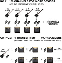 Load image into Gallery viewer, SWIFF High-Grade Electronic Guitar Wireless System Rechargeable Guitar Transmitter Receiver Support Multi Channels and 5.5 Hours Long Battery Life for all Electric Musical Instruments