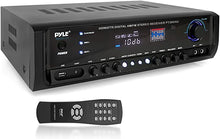 Load image into Gallery viewer, Home Audio Power Amplifier System - 300W 4 Channel Theater Power Stereo Sound Receiver Box Entertainment w/ USB, RCA, AUX, Mic w/ Echo, LED, Remote - For Speaker, iPhone, PA, Studio Use - Pyle PT390AU
