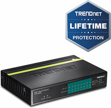 Load image into Gallery viewer, TRENDnet 8-Port Gigabit PoE+ Switch, 8 x Gigabit PoE+ Ports, 123W PoE Power Budget, 16 Gbps Switching Capacity, Desktop Switch, Ethernet Network Switch, Metal, Lifetime Protection, Black, TPE-TG80G