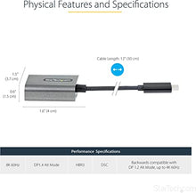 Load image into Gallery viewer, USB C to DisplayPort Adapter, 8K/4K 60Hz USB-C to DisplayPort 1.4 Dongle, USB Type-C to DP Monitor Video Converter, Works w/TB3 - 12" Attached Cable, Upgraded Version of CDP2DP (CDP2DPEC)