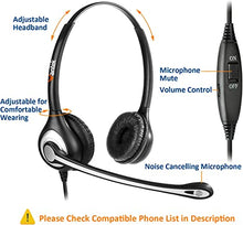 Load image into Gallery viewer, Wantek Corded Telephone Headset Dual w/Noise Canceling Mic Compatible with Avaya Aastra Allworx Adtran Alcatel Lucent AltiGen Digium Gigaset InterTel Mitel Plantronics Landline Deskphones(F602S1)
