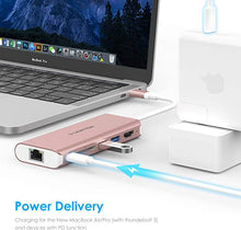 Load image into Gallery viewer, LENTION USB C Hub with 4K HDMI, SD Card Reader, 2 USB 3.0, Type C Charging & Gigabit Ethernet Compatible 2021-2016 MacBook Pro, New Mac Air/Surface, More, Stable Driver Adapter (CB-C68, Rose Gold)